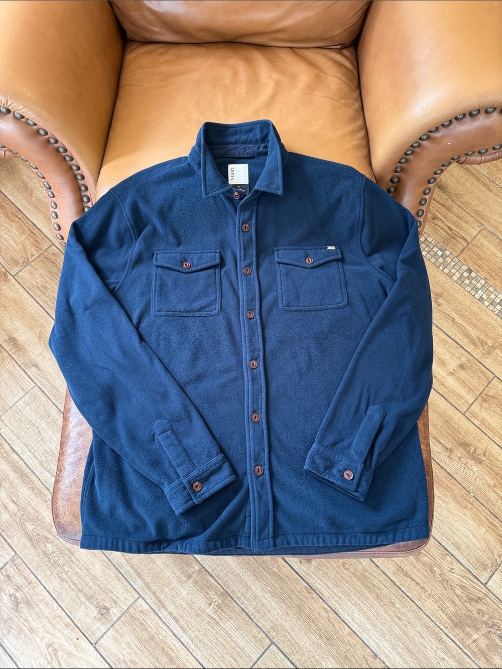 Men's Vuori Aspen Button Up Shirt Jacket x Polartec Wind Pro Sz XL Ocean Blue